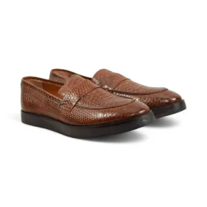 OK-4040 Crocodile High Sole Leather Loafer