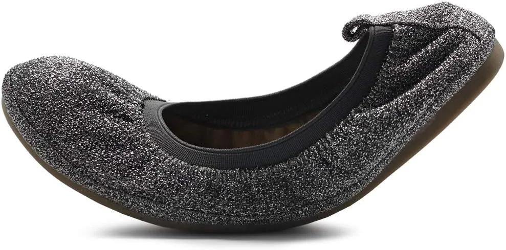 Ollio Women's Shoes Glitter Slip On Comfort Basic Ballet Flats F118