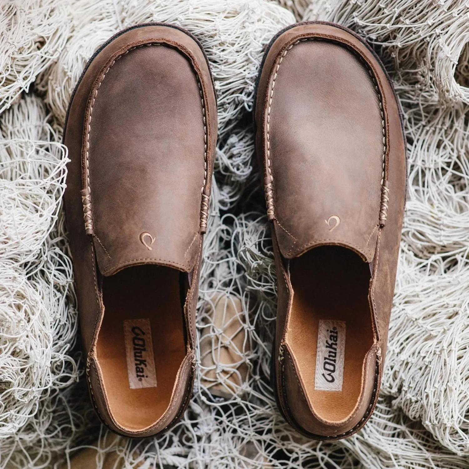 OLUKAI Moloa Men's Premium Leather Shoes, Easy Slip On & Off Design, Casual & Versatile Loafer, Drop-in Heel & Enhanced Traction