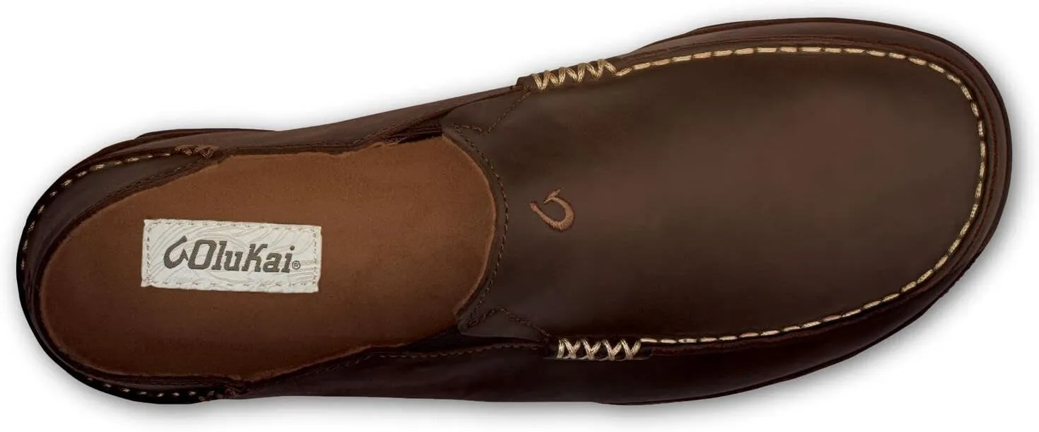 OLUKAI Moloa Men's Premium Leather Shoes, Easy Slip On & Off Design, Casual & Versatile Loafer, Drop-in Heel & Enhanced Traction