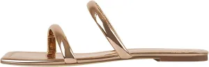 onlymaker Women's Square Open Toe Backless Flat Slipper Sandals Summer Wide Fit Slipper