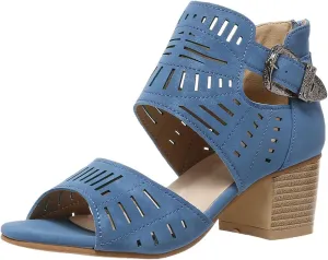 Orthopedic Sandals for Women Breathable Hollow Out Slip On Sandals Open Toe Slingback Middle Heel Sandal With Ankle Strap Metal Buckle Concise Casual Summer Shoes