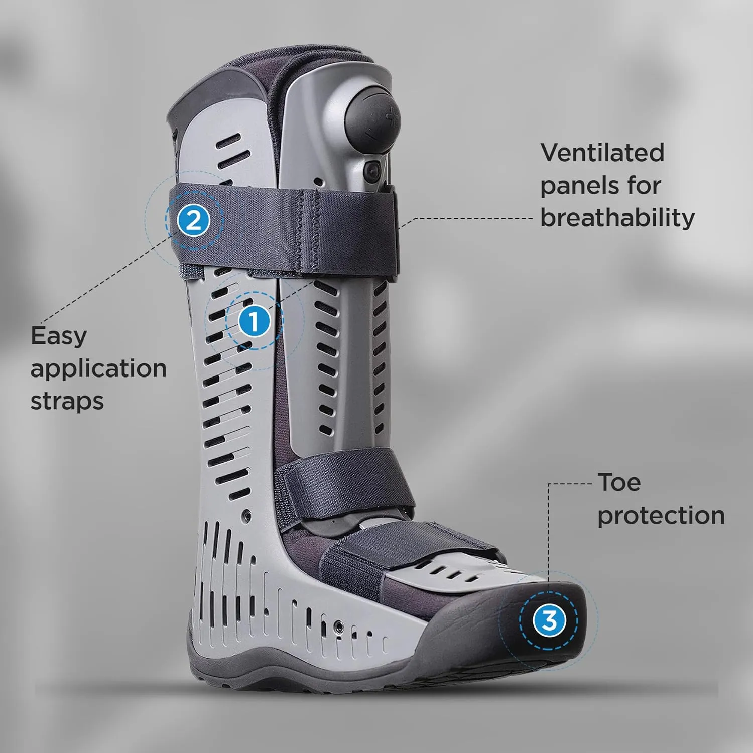 Ossur Rebound Air Walker Boot | Comfortable Walking Boot with Compression Straps & Air Pump Rocker Bottom | Walking Boot for Broken Foot, Walking Boot for Sprained Ankle (High Top, Large)