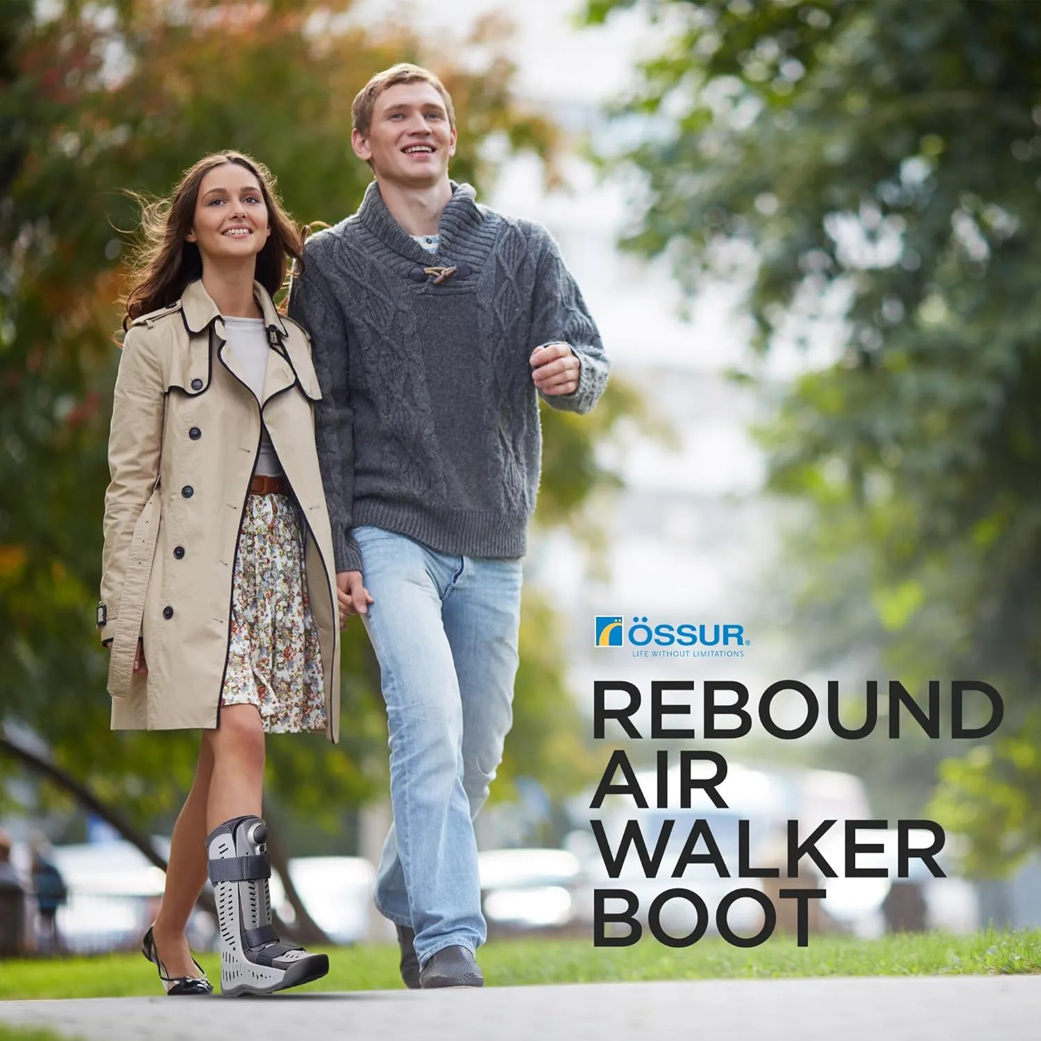 Ossur Rebound Air Walker Boot | Comfortable Walking Boot with Compression Straps & Air Pump Rocker Bottom | Walking Boot for Broken Foot, Walking Boot for Sprained Ankle (High Top, Large)
