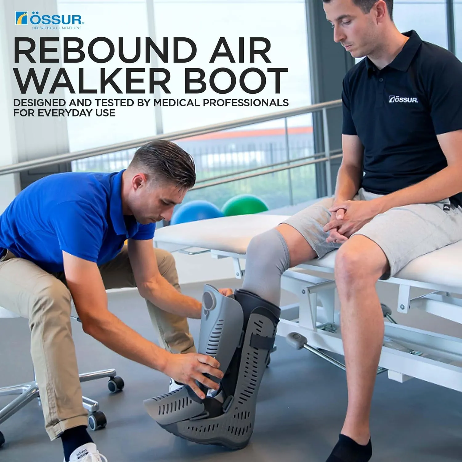 Ossur Rebound Air Walker Boot | Comfortable Walking Boot with Compression Straps & Air Pump Rocker Bottom | Walking Boot for Broken Foot, Walking Boot for Sprained Ankle (High Top, X-Large)