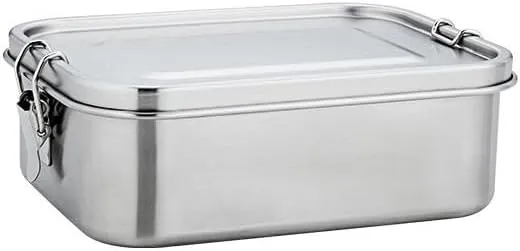 Outdoor Camping Square Lunch Box 304 Stainless Steel Sealed Storage Box(1200ML)