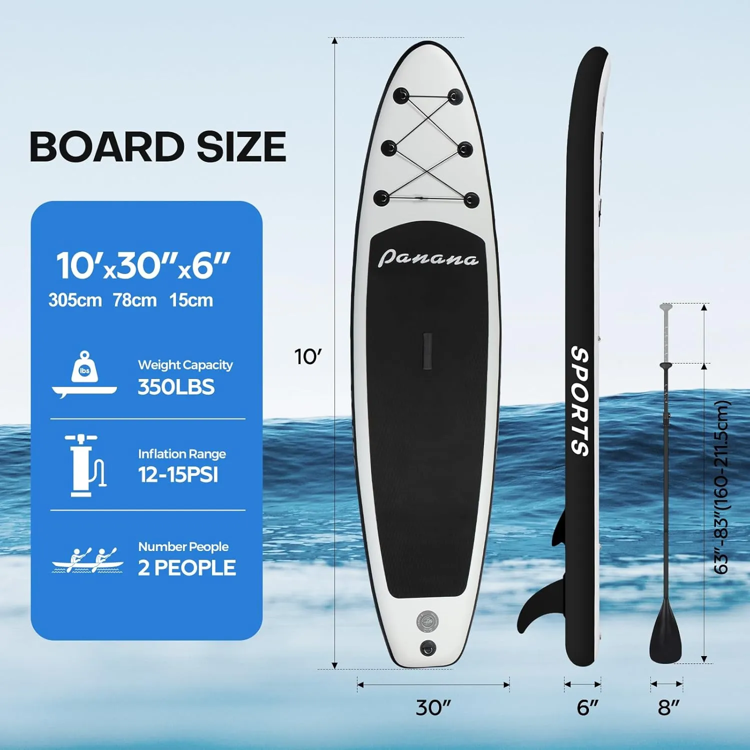 Panana Inflatable Stand Up Paddle Board, 10'x31 x6 SUP with Premium Paddle Board Accessories Kit, Anti-Slip EVA Deck for Adults Youth of All Skill Levels