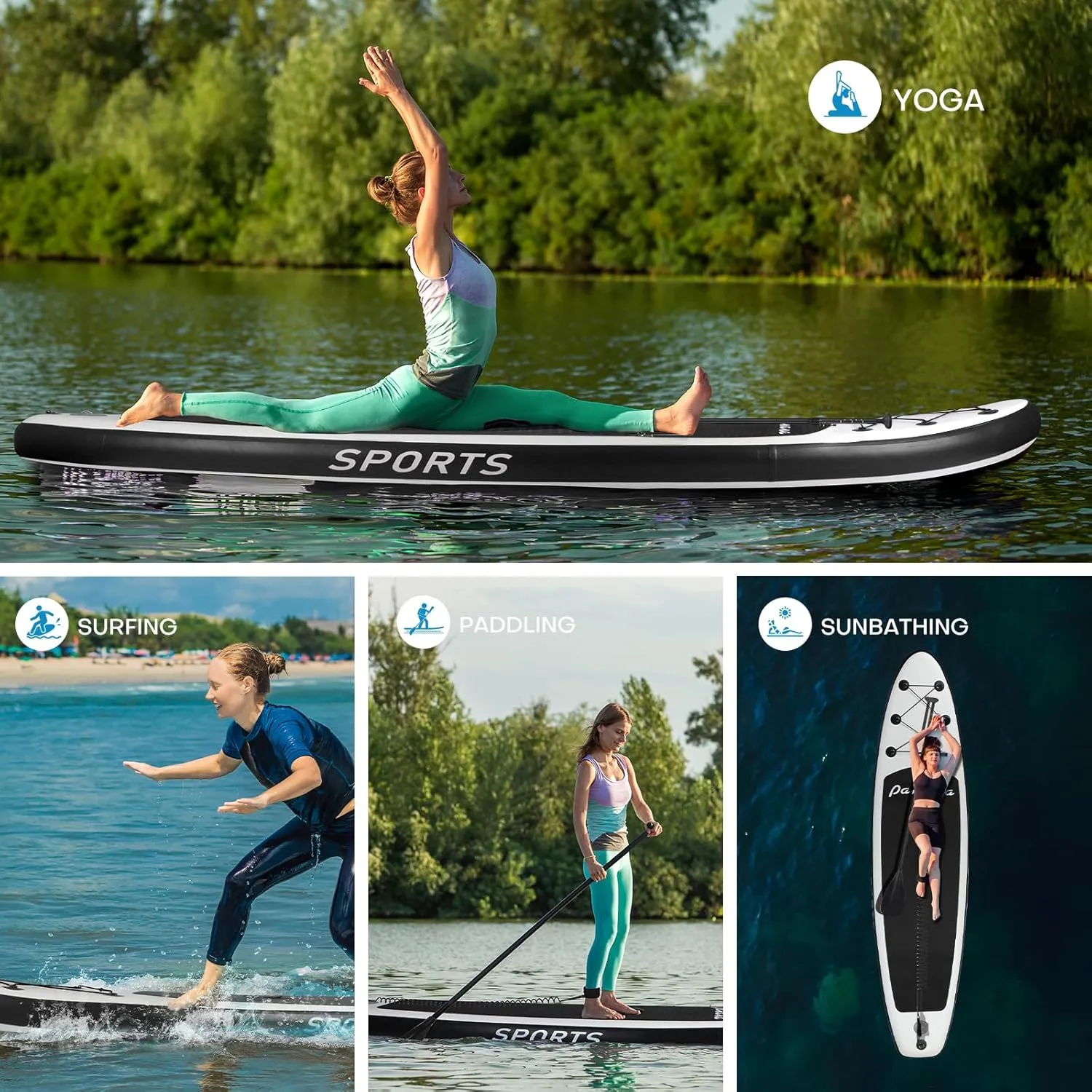 Panana Inflatable Stand Up Paddle Board, 10'x31 x6 SUP with Premium Paddle Board Accessories Kit, Anti-Slip EVA Deck for Adults Youth of All Skill Levels