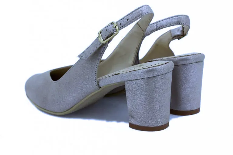 Piesanto Women's 220230 Slingback Pump Shiny Silver Suede
