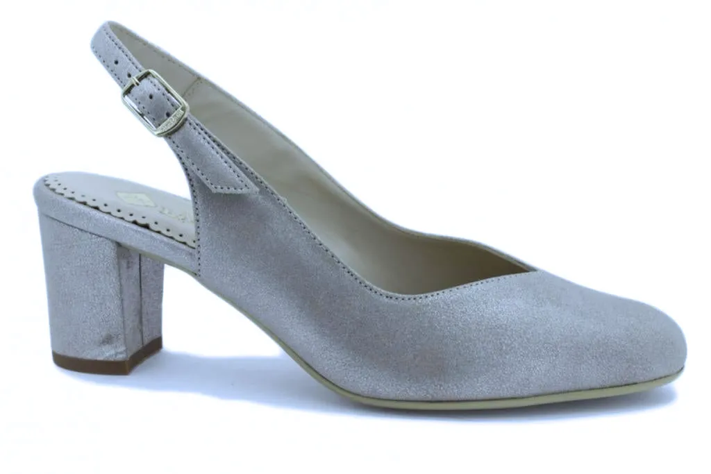 Piesanto Women's 220230 Slingback Pump Shiny Silver Suede