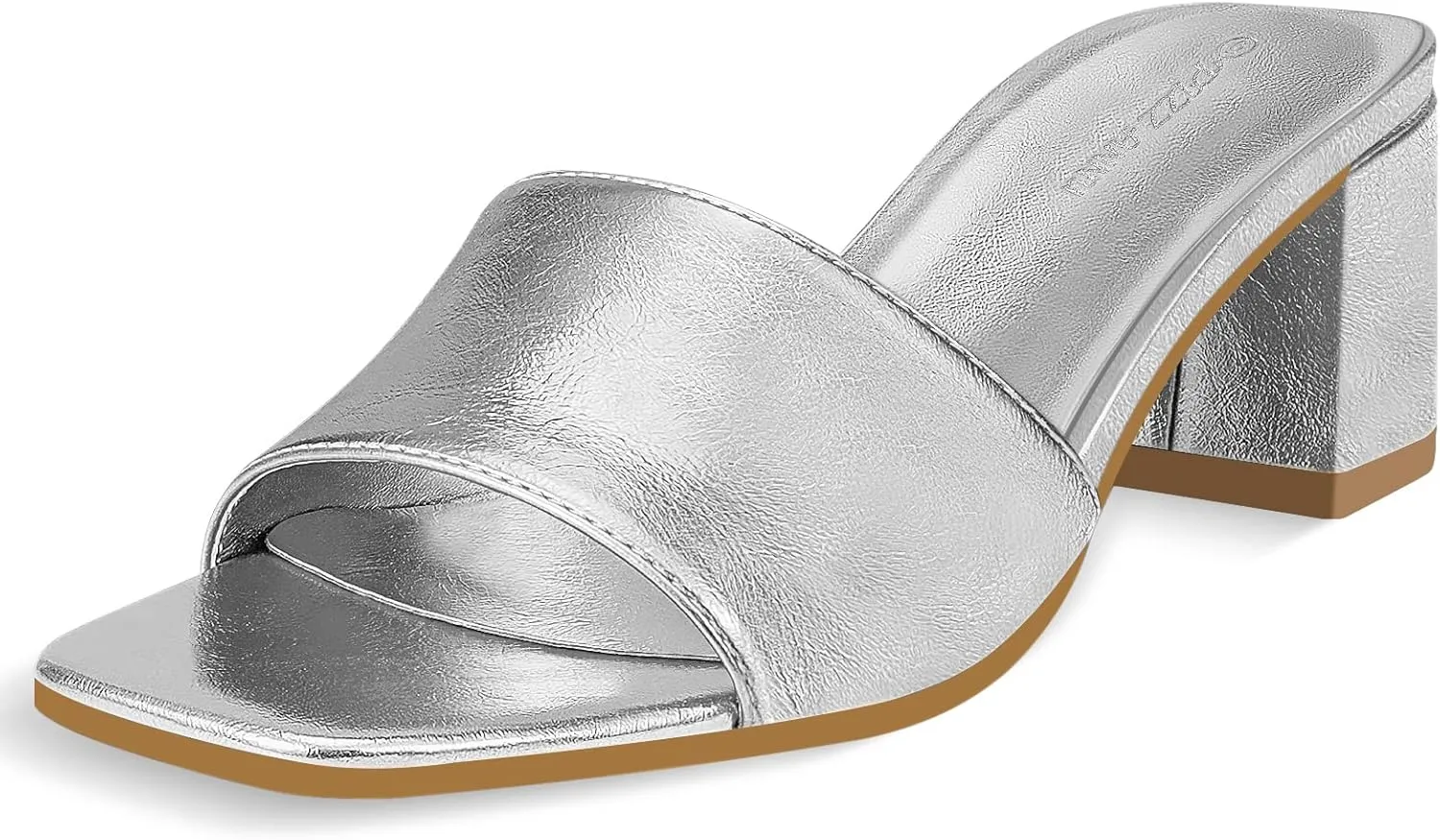 PIZZ ANNU Women's Square Open Toe Heels Sandals Low Block Chunky Heeled Sandal Slip on Mules Comfortable Casual Dress Pumps Shoes