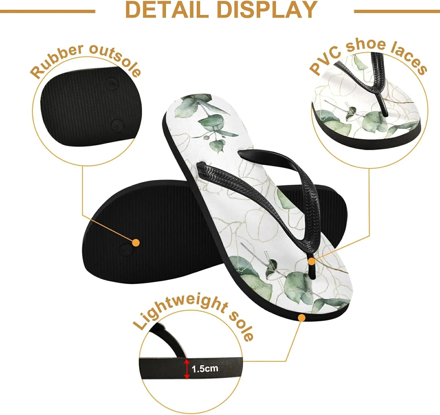 Poeticcity Flip Sandal Men Women Flip Flops for Hotel Spa Home Slippers Bedroom Travel S-XXL