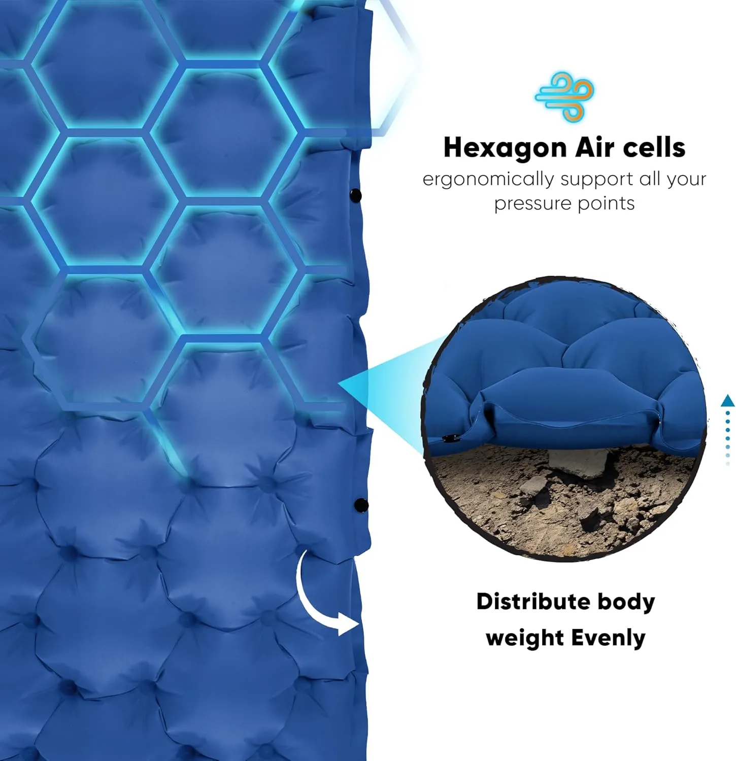 POWERLIX Double Sleeping Pad Camping Pads for 2 Person with Pillow, Built-in Foot Pump Inflatable Sleeping Mat for Backpacking, Hiking, Traveling, Outdoor, Portable Tent Camping Mattress