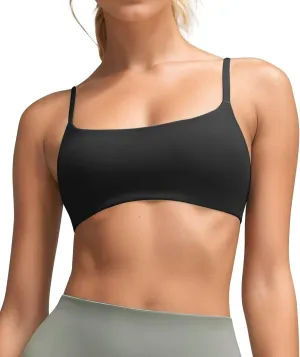 QUEENIEKE Womens Spaghetti Strap Sports Bras for Women Padded Yoga Bra Workout Wireless Crop Comfy Athletic Tops