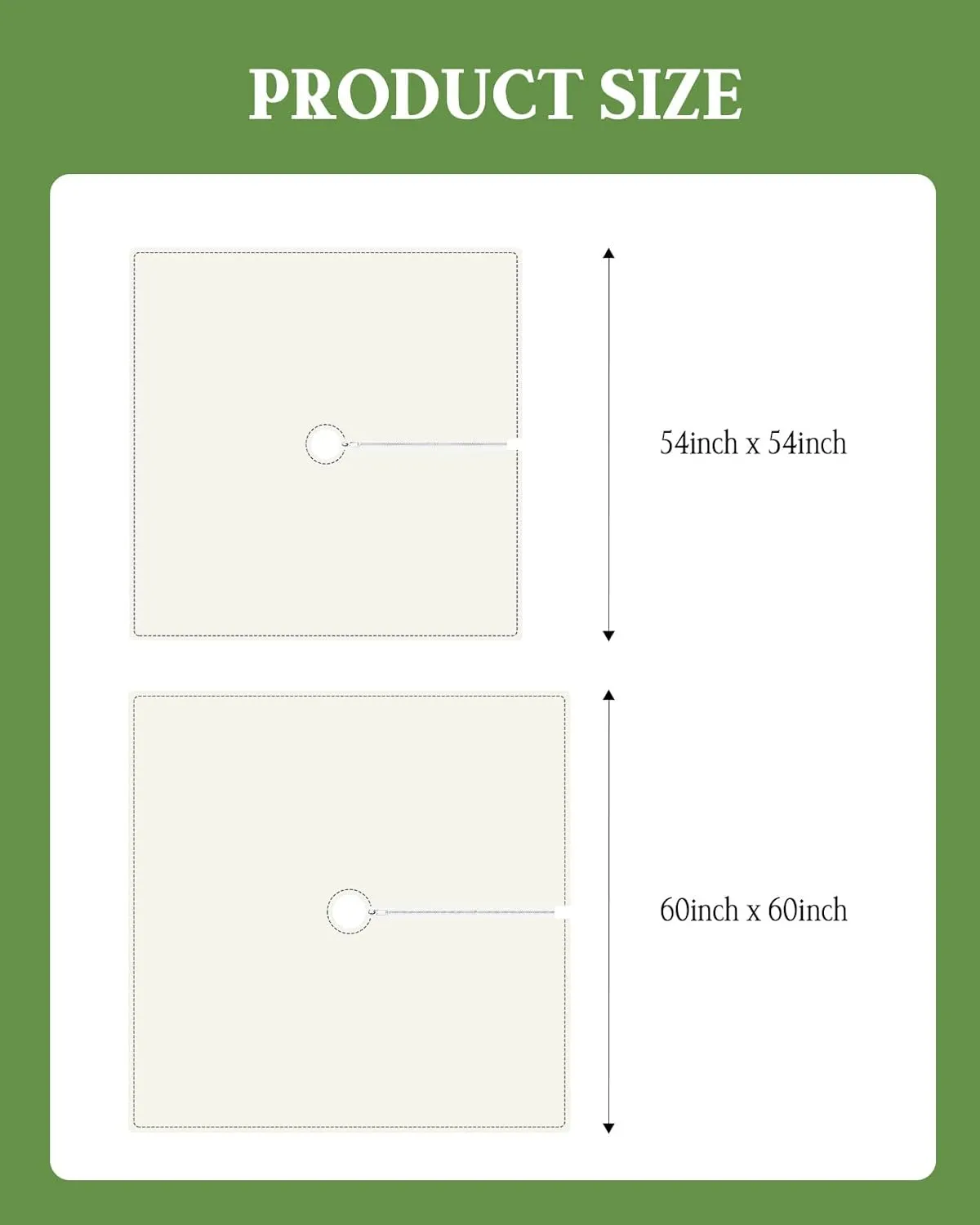 QueenKer Outdoor Tablecloth with Umbrella Hole, Khaki and White Stripe Square Tables Waterproof Tabletop Collection for Patio, Garden, Picnic, Camping, Dining 54 x 54 inch
