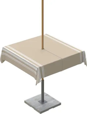 QueenKer Outdoor Tablecloth with Umbrella Hole, Khaki and White Stripe Square Tables Waterproof Tabletop Collection for Patio, Garden, Picnic, Camping, Dining 54 x 54 inch