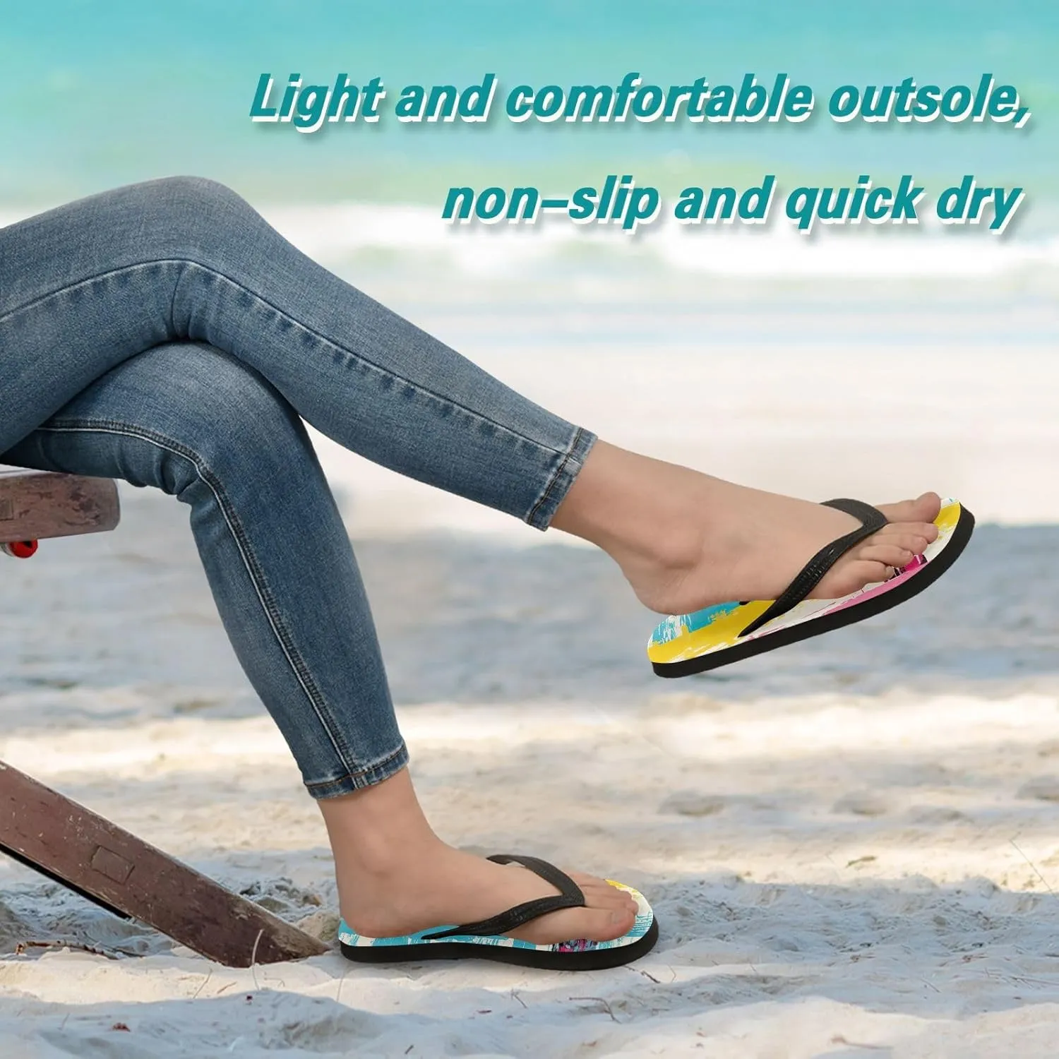 Rainbow Stripe Flip Flop Beach Summer Casual Sandal for Women & Men Shower Shoes XS