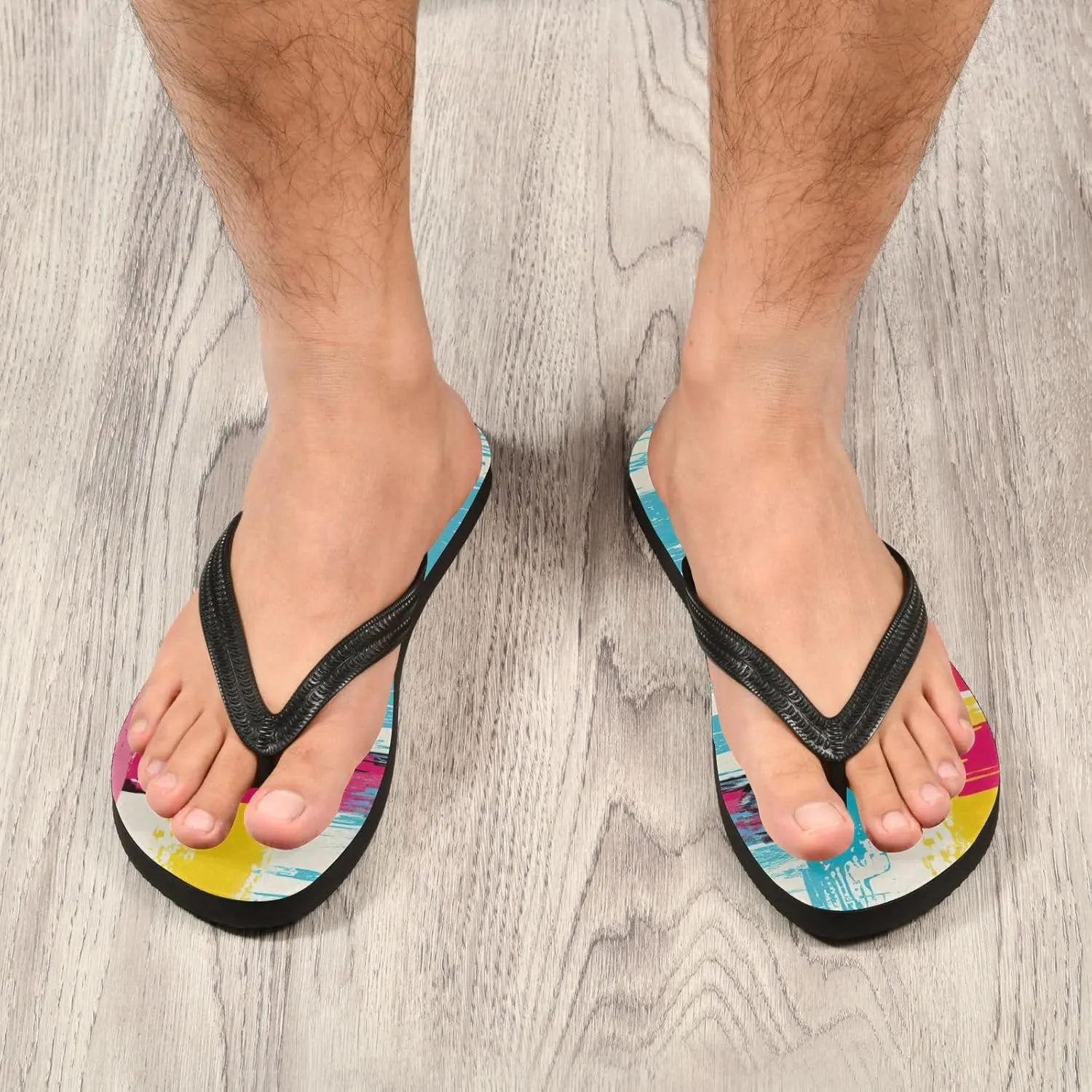 Rainbow Stripe Flip Flop Beach Summer Casual Sandal for Women & Men Shower Shoes XS