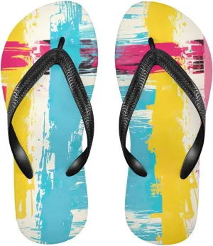 Rainbow Stripe Flip Flop Beach Summer Casual Sandal for Women & Men Shower Shoes XS