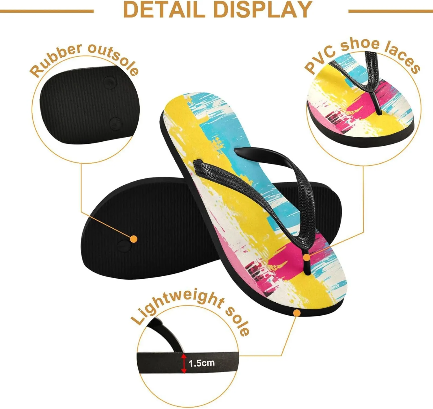 Rainbow Stripe Flip Flop Beach Summer Casual Sandal for Women & Men Shower Shoes XS