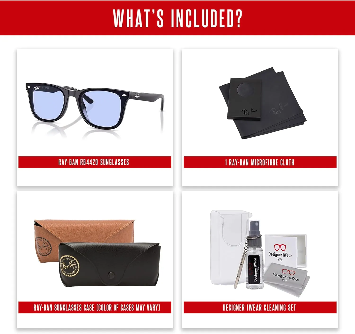 Ray-Ban RB4420 Square Sunglasses for Men for Women   BUNDLE With Designer iWear Complimentary Eyewear Kit