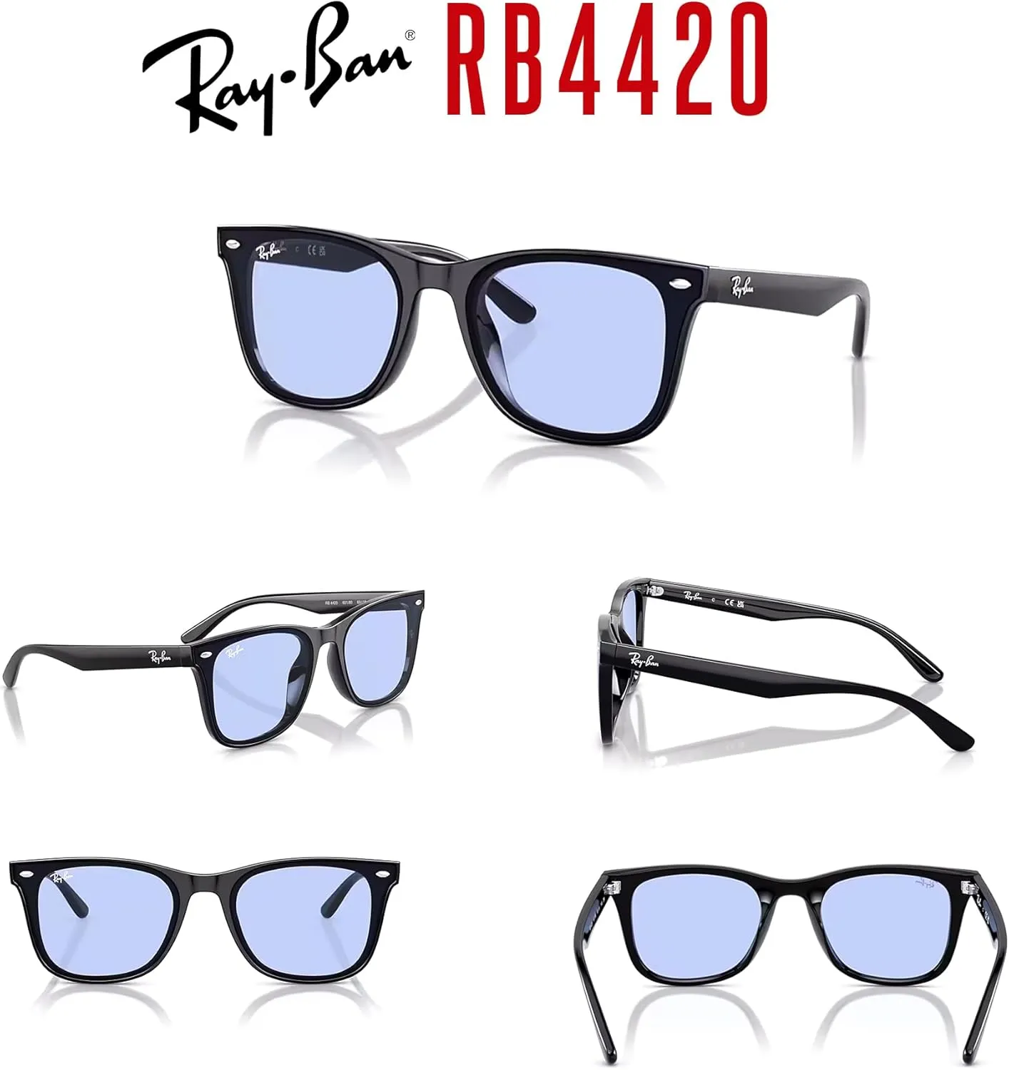 Ray-Ban RB4420 Square Sunglasses for Men for Women   BUNDLE With Designer iWear Complimentary Eyewear Kit