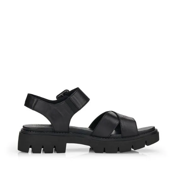 Remonte Black Leather Chunky Sandal