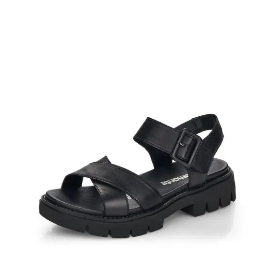 Remonte Black Leather Chunky Sandal