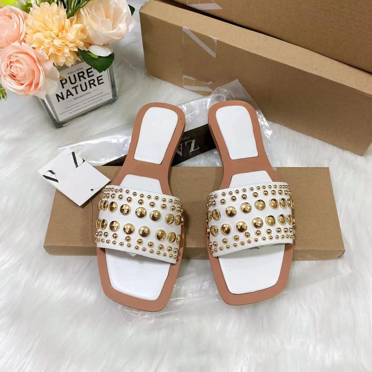 Rivet Flat Square Toe Shoes