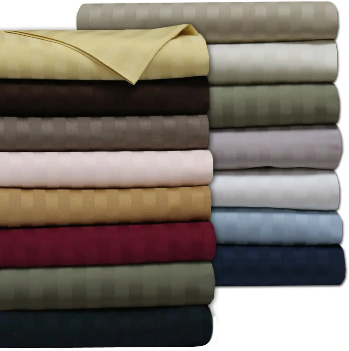 Royal Tradition Damask Striped 600-Thread-Count, 100-Percent Cotton King 4PC Bed Sheets Set, Blue
