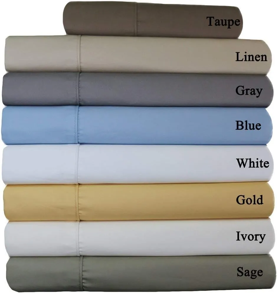 Royal Tradition Split King Adjustable Bed Sheets 650tc Cotton Blend Dual King 5pc Sheet Set, Solid Grey