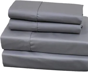 Royal Tradition Split King Adjustable Bed Sheets 650tc Cotton Blend Dual King 5pc Sheet Set, Solid Grey