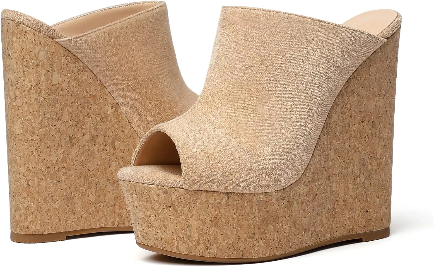 SAMMITOP Women's Platform Wedge Open Toe Sandals,Ladies Slip On Wedge Mule Shoes