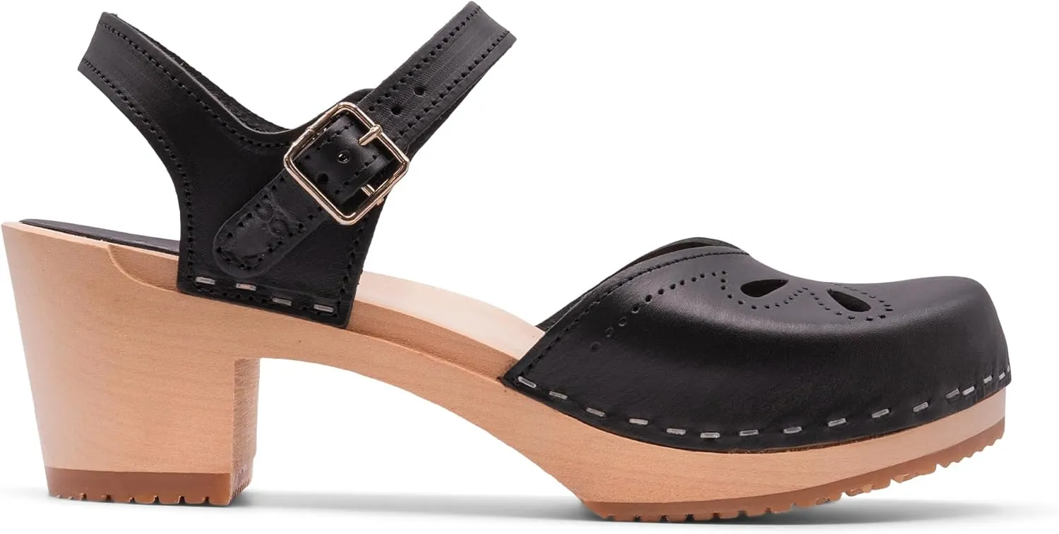 Sandgrens Handmade Swedish Wood Clogs for Women, High Heel Sandal | Copenhagen