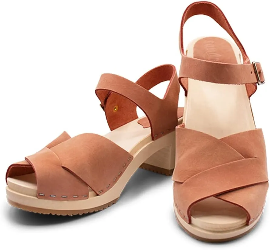 Sandgrens Handmade Swedish Wood Clogs for Women, High Heel Sandal | Monroe