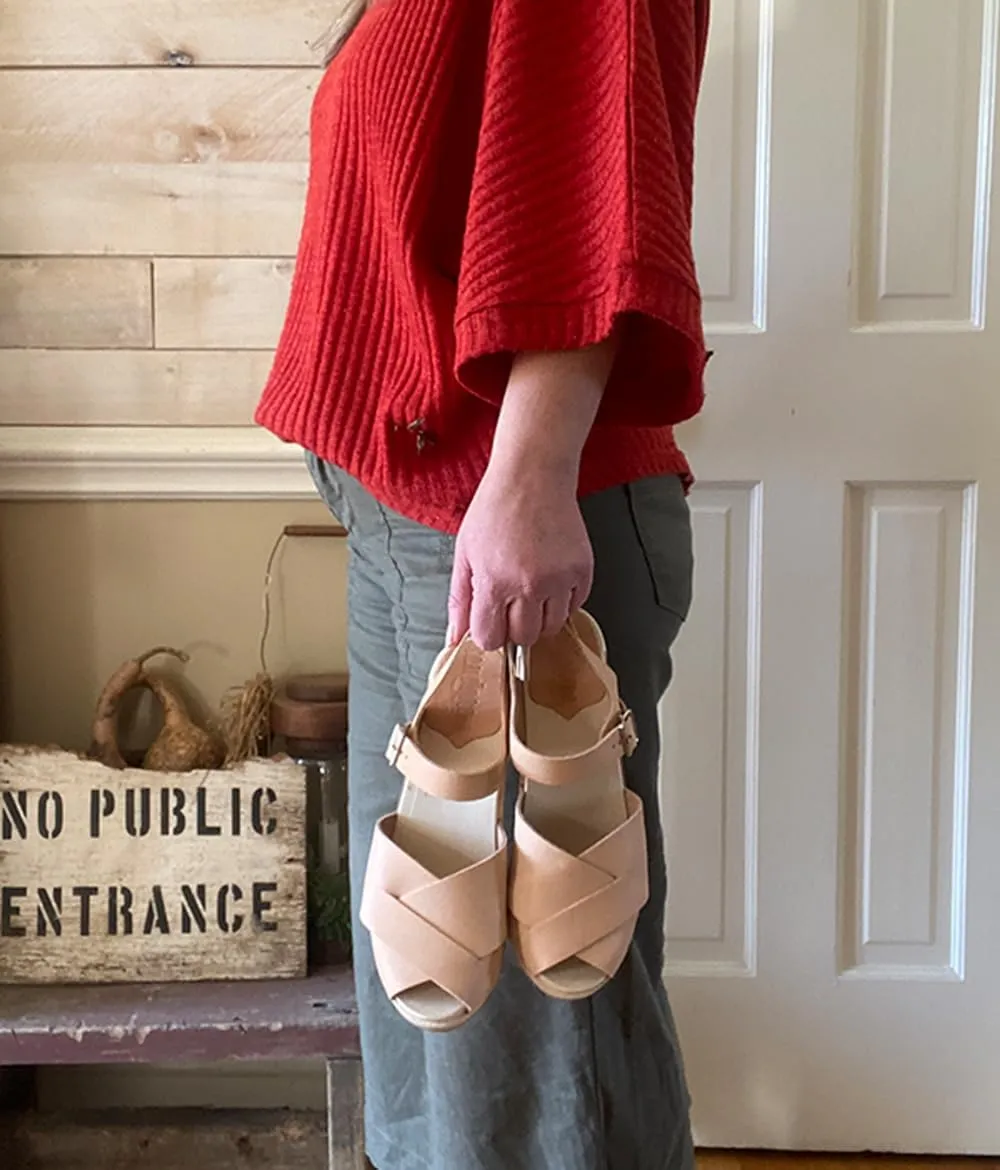 Sandgrens Handmade Swedish Wood Clogs for Women, High Heel Sandal | Monroe