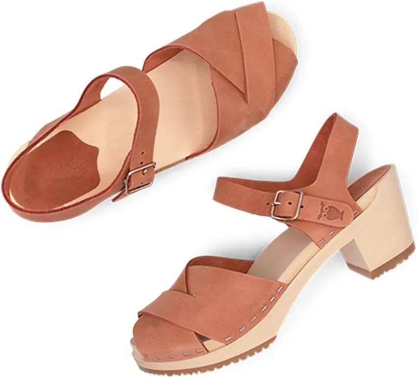 Sandgrens Handmade Swedish Wood Clogs for Women, High Heel Sandal | Monroe