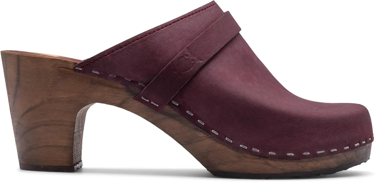 Sandgrens Handmade Swedish Wood Clogs for Women, High Rise Mule | Maya
