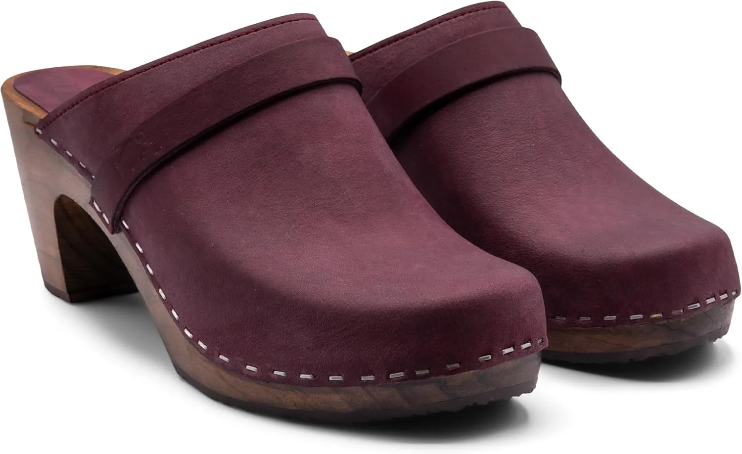 Sandgrens Handmade Swedish Wood Clogs for Women, High Rise Mule | Maya