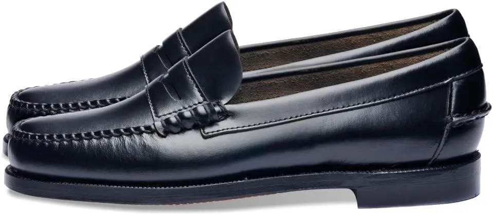 Sebago Women's Classic Dan Leather Penny Loafers – Hand-Sewn Slip-On Moccasins with Leather Sole & Timeless Design, Black - 11 Regular