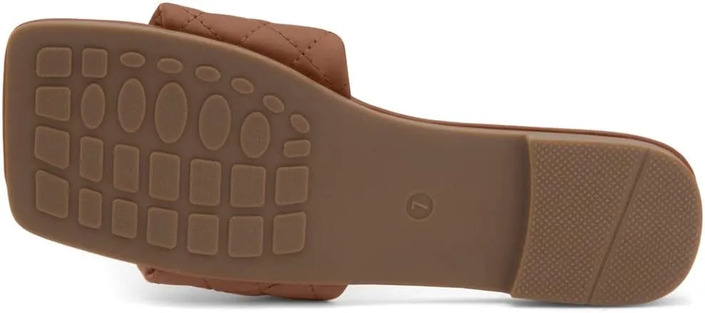 Shoe Land Women’s Flat Sandals – Quilted One-Band Fashion Slides with Square Open Toe & Comfort Footbed | Dressy Casual Slip-On Sandals for Summer, Travel & Daily Wear