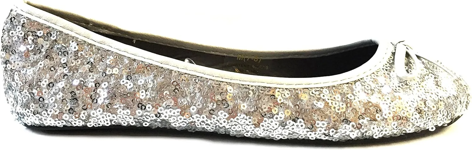 Shoes8teen Womens Sequin Ballet Flat