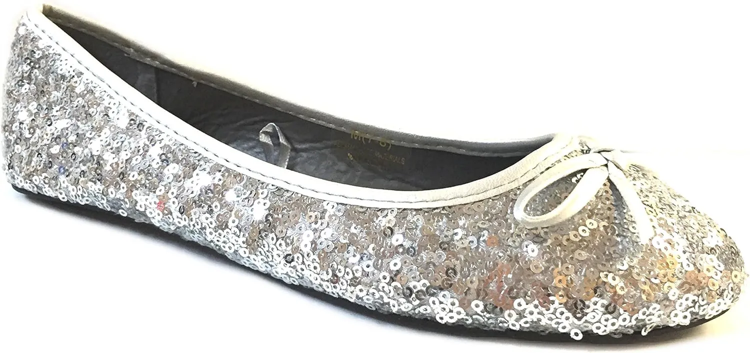 Shoes8teen Womens Sequin Ballet Flat