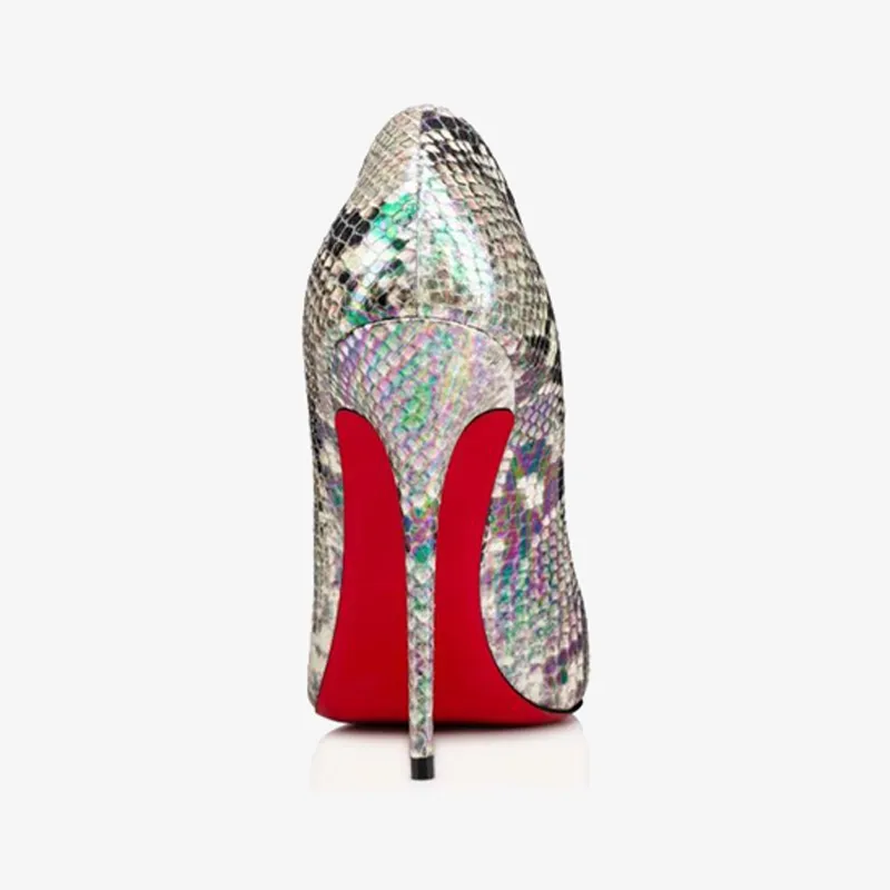 Silver Calf Leather Fashionable High Heels