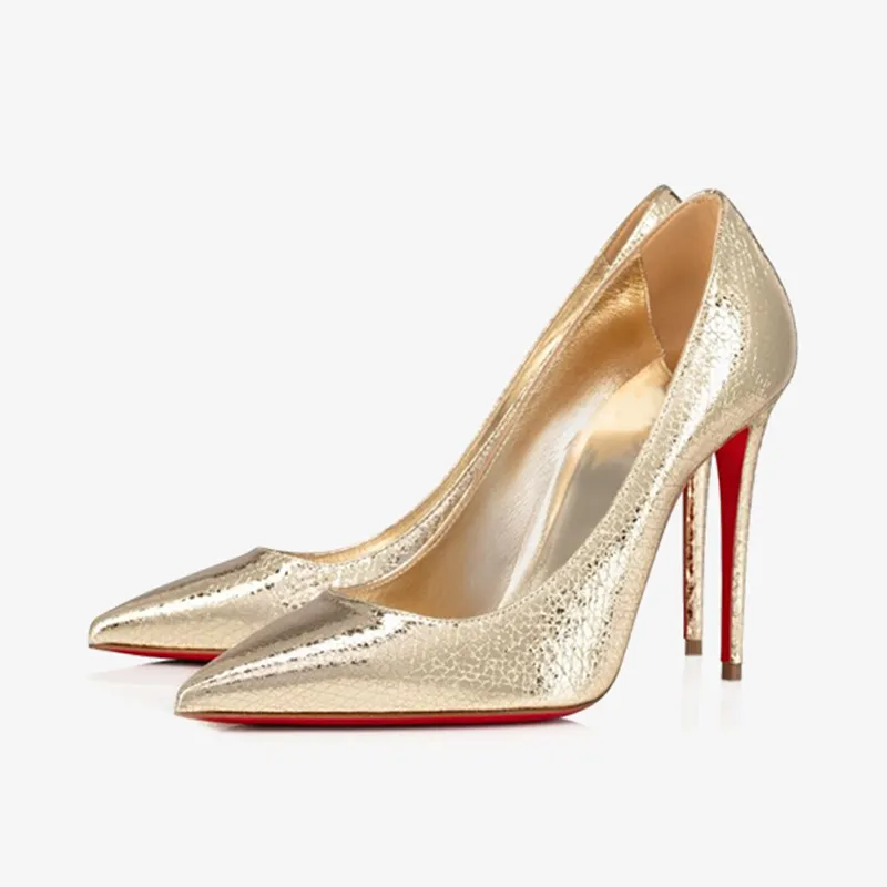 Silver Metallic Embossed Patent Leather Pump