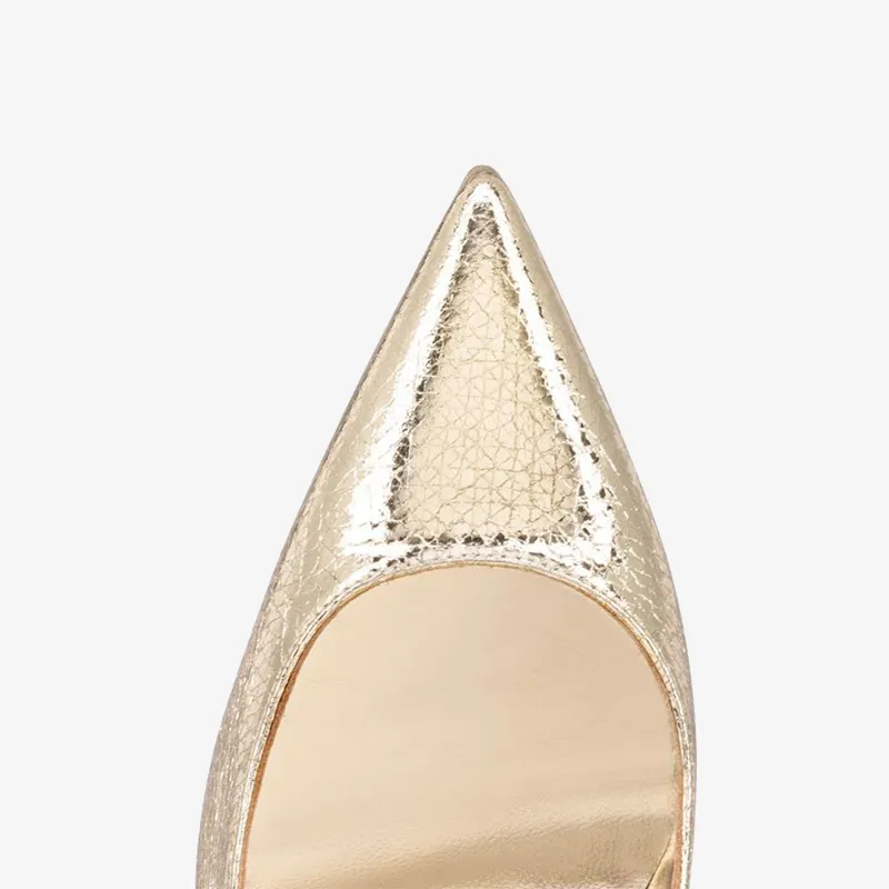 Silver Metallic Embossed Patent Leather Pump