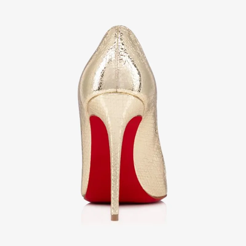 Silver Metallic Embossed Patent Leather Pump