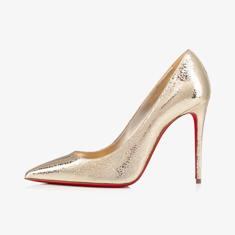 Silver Metallic Embossed Patent Leather Pump