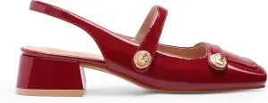 Slingback Mary Jane Heels for Women Low Block Heel Closed Square Toe Pump Shoes Heels Classic Daily Office Dressy Shoes