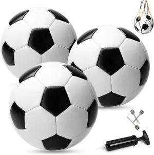 Soccer Ball Size 3/4/5 with Pump & Bag - Pack of 1, 2 or 3 - Official Size & Weight - Classic Black & White - Indoor Outdoor Use - Durable & Long-Lasting - Ideal Gift for Toddler, Kids, Youth & Adults